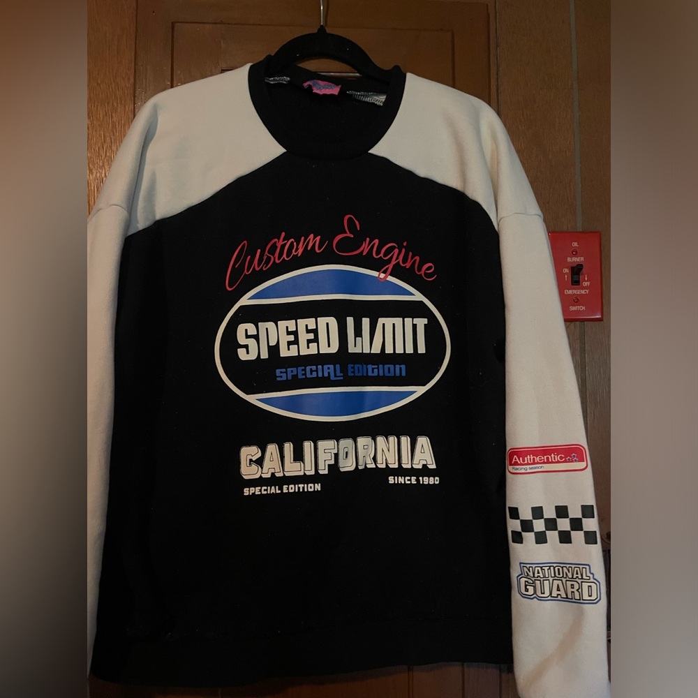 Edikted Black and White Oversize Graphic Sweatshirt